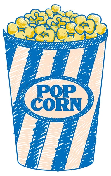 Popcorn Pencil Colour Child Scribble Style Illustration — стоковый вектор