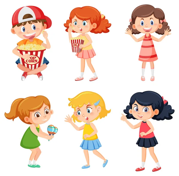 Set Cute Children Cartoon Character Illustration — Stockový vektor