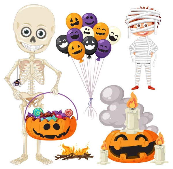 Conjunto Elemento Halloween Para Ilustración Decoración — Vector de stock