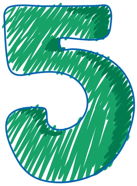 Nummer Fem Blyerts Färg Skiss Enkel Stil Illustration — Stock vektor