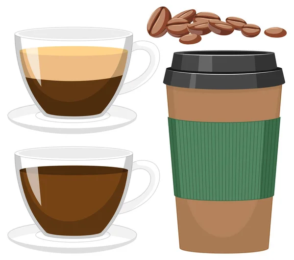 Set Coffee Object Isolated Illustration — Vector de stock