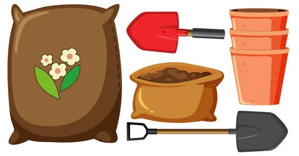 Set Gardening Tools Equipment Illustration — Stok Vektör