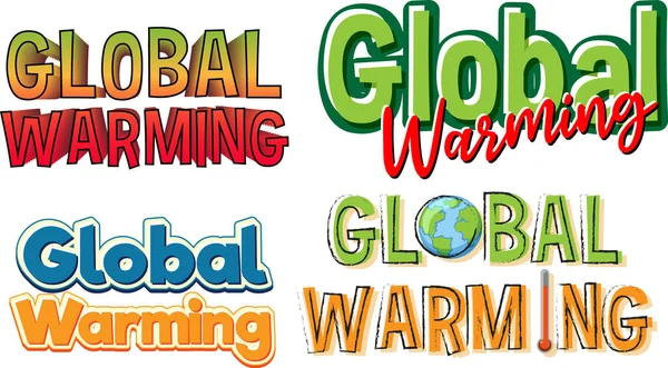 Set Global Warming Banner Sign Illustration — Stockový vektor