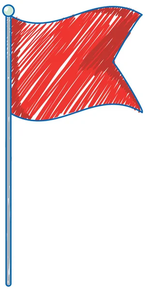Bandeira Vermelha Lápis Cor Criança Rabiscar Estilo Ilustração — Vetor de Stock