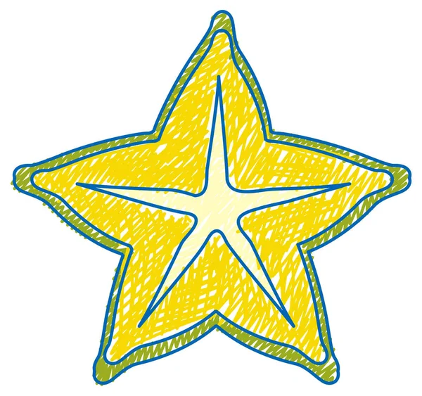 Star Φρούτα Μολύβι Χρώμα Παιδί Scribble Στυλ Εικονογράφηση — Διανυσματικό Αρχείο