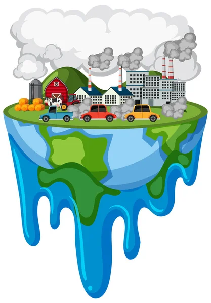 Illustration Treibhauseffekt Und Globale Erwärmung — Stockvektor
