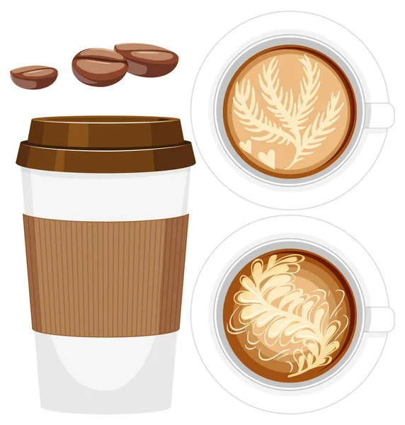 Set Coffee Object Isolated Illustration — ストックベクタ