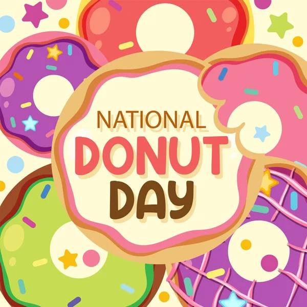 Happy Doughnut Day June Illustration — Stock Vector