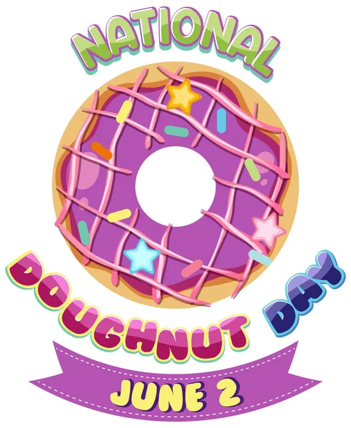六月标志图上的甜甜圈快乐日 — 图库矢量图片