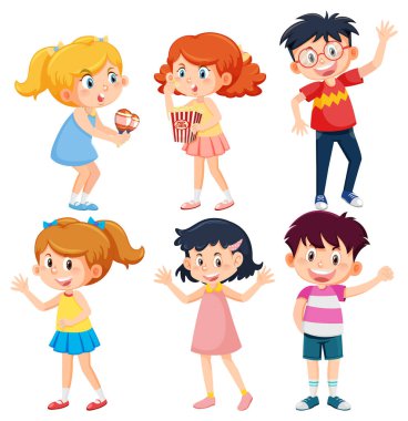 Set of cute children cartoon character illustration
