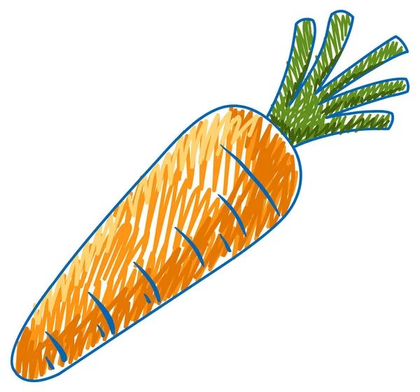 Carotte Crayon Couleur Enfant Gribouillage Style Illustration — Image vectorielle