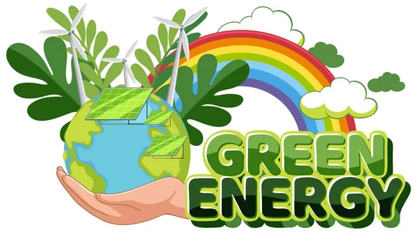 Ilustração Vetor Banner Logotipo Energia Verde —  Vetores de Stock