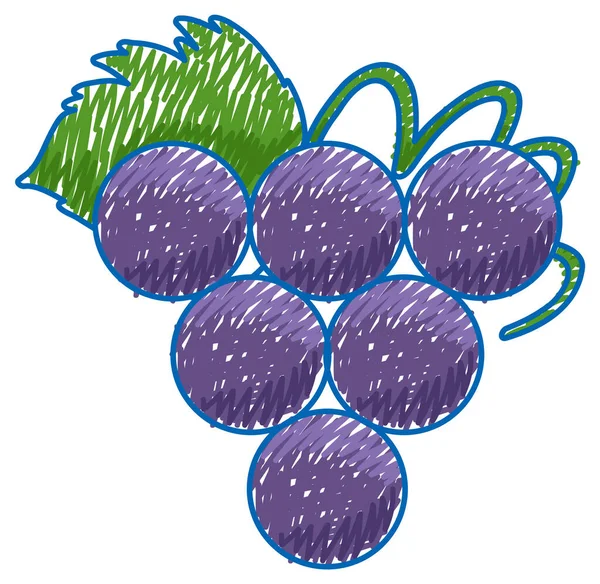 Druivenpotlood Kleur Kind Krabbel Stijl Illustratie — Stockvector