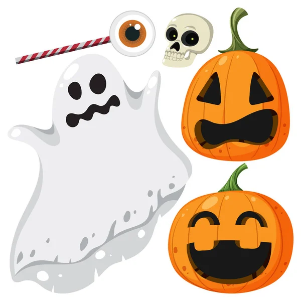 Set Halloween Element Decoration Illustration — Stock Vector