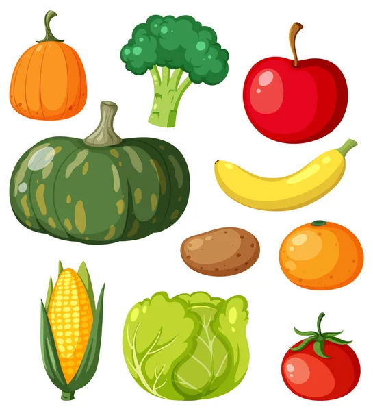 Grönsaker Och Frukt Fiber Livsmedel Grupp Illustration — Stock vektor