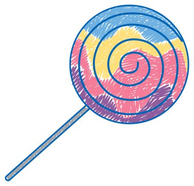 Candy pencil colour child scribble style illustration