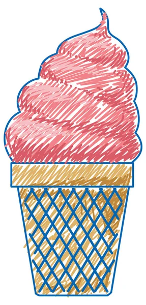 Παγωτό Μολύβι Χρώμα Παιδί Scribble Στυλ Εικονογράφηση — Διανυσματικό Αρχείο