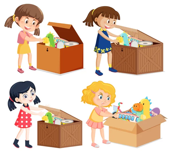 Set Children Toys Box Illustration — Stock Vector