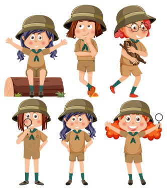 Bir grup kamp çocuğu çizimi