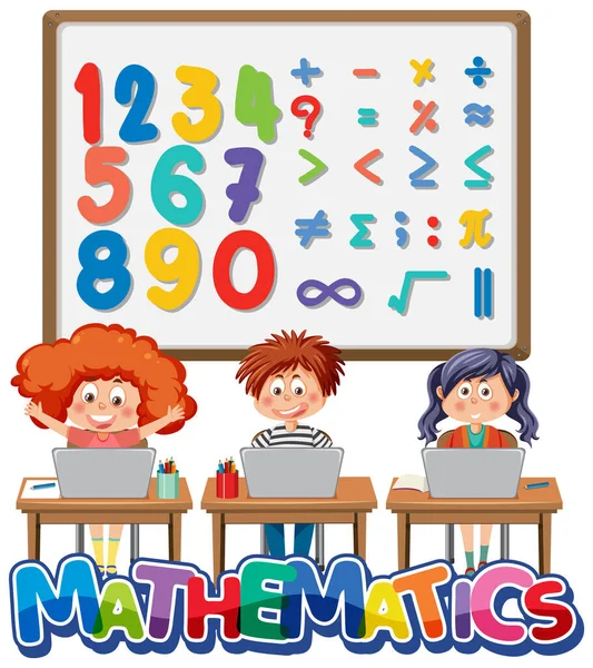 Children Cartoon Character Math Number Theme Illustration — Stock vektor