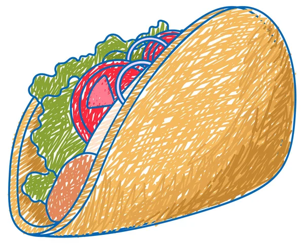 Taco Bleistift Farbe Kind Kritzeln Stil Illustration — Stockvektor