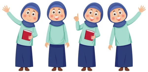 Mujer Musulmana Dibujos Animados Personaje Ilustración — Archivo Imágenes Vectoriales