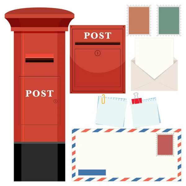 Σύνολο Εικονογράφησης Ταχυδρομείου Και Συμβόλων Μετά — Διανυσματικό Αρχείο