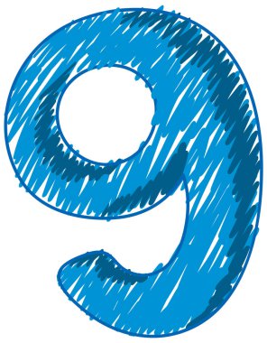 Kalem renginde dokuz numara basit bir taslak çizimi