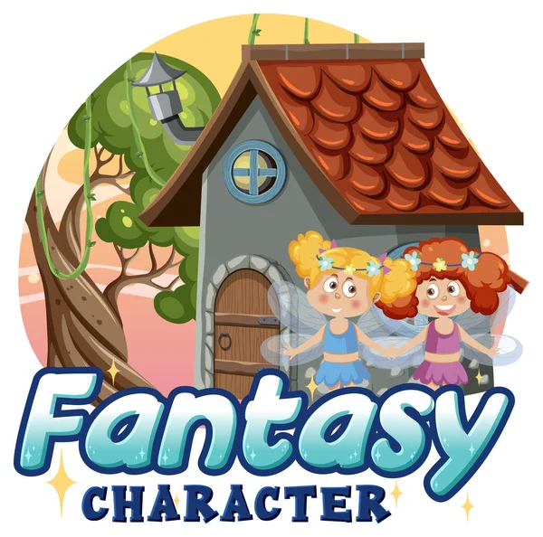 Fantasy Character Text Design Illustration — Image vectorielle