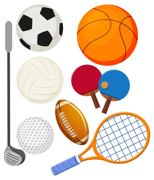 Collection Sports Objects Vector Illustration — 스톡 벡터