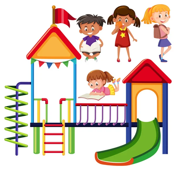 Uppsättning Barn Och Lekplats Bildspel Illustration — Stock vektor