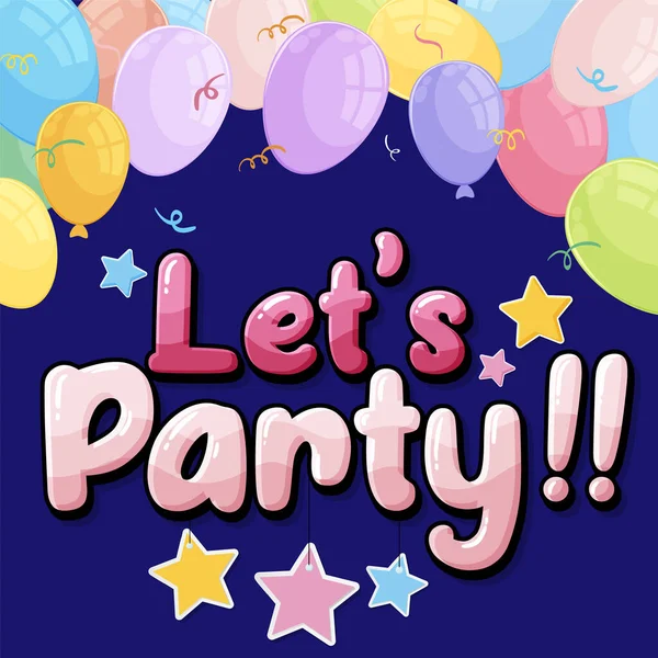 Lets Party Message Banner Poster Design Illustration — ストックベクタ