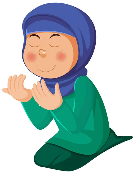 Menina Muçulmana Orando Ilustração Vetorial —  Vetores de Stock