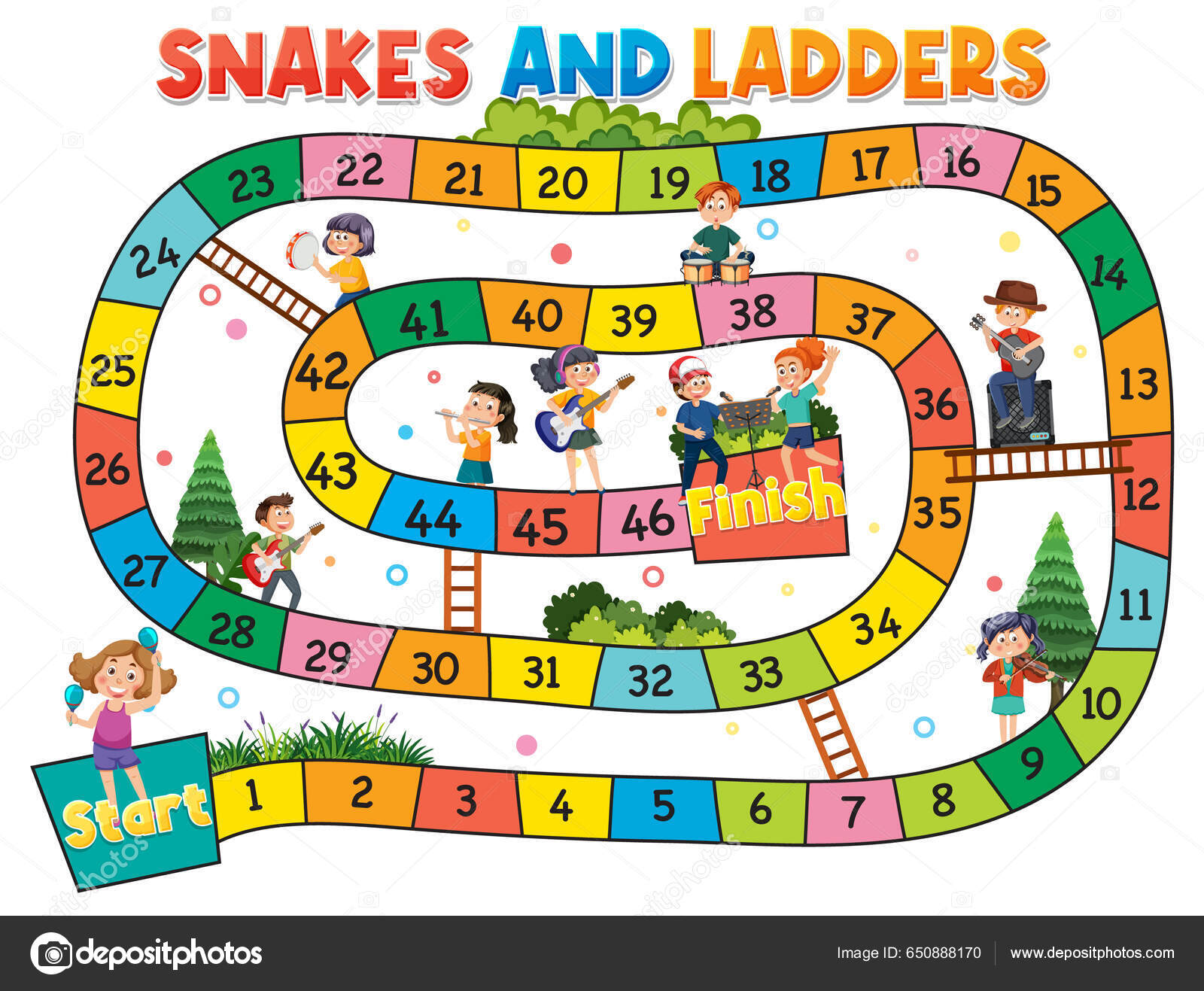 Modelo de jogo de tabuleiro snake ladder para crianças