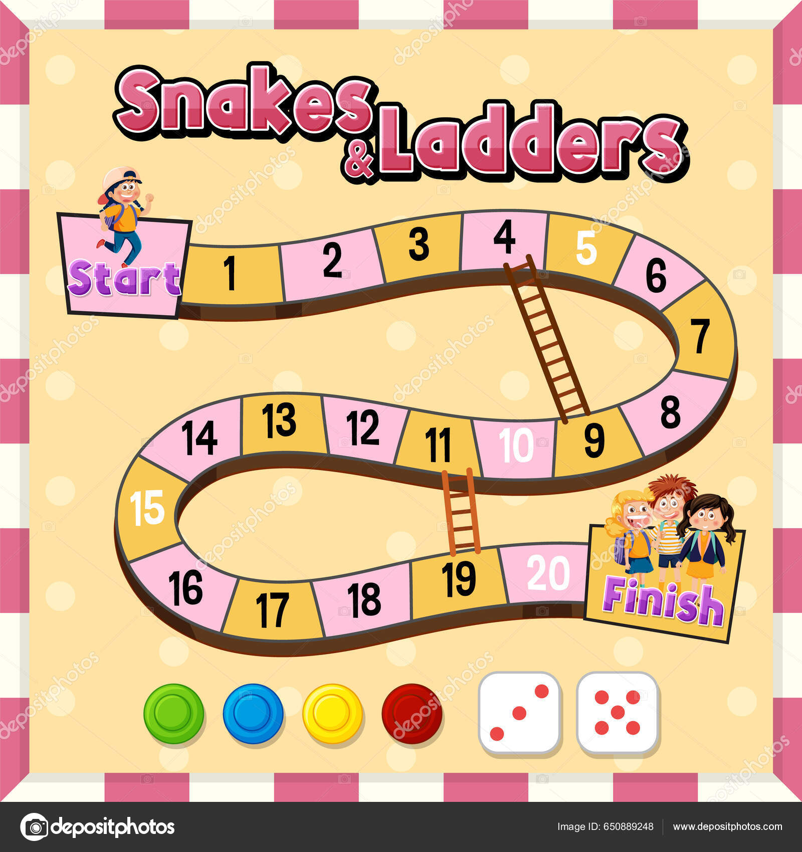 Jogo snake ladder no tema pastel de unicórnio