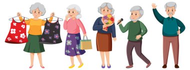 Set of old people characters illustration