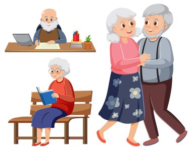 Set of old people characters illustration