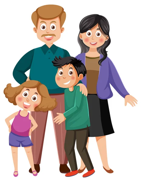 Gelukkige Familie Cartoon Geïsoleerde Illustratie — Stockvector