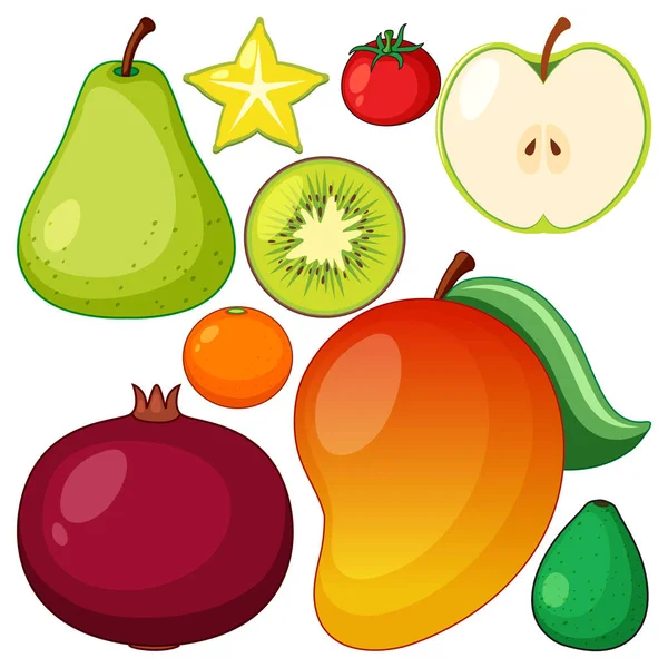Μια Συλλογή Από Διαφορετικά Φρούτα Εικονογράφηση — Διανυσματικό Αρχείο
