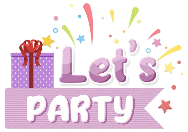 Lets Party Message Banner Poster Design Illustration — 图库矢量图片