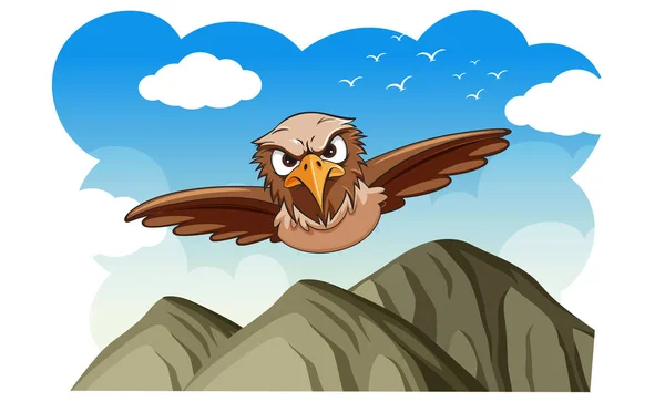 Illustrazione Del Personaggio Del Fumetto Volante Dell Uccello Del Gufo — Vettoriale Stock