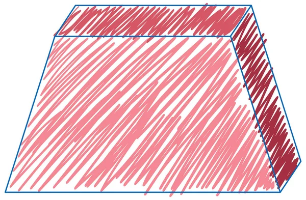 Trapezoidal Prisma Lápis Cor Esboço Simples Estilo Ilustração — Vetor de Stock