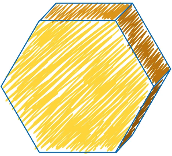 Hexagonal Prisma Lápis Cor Esboço Simples Estilo Ilustração —  Vetores de Stock