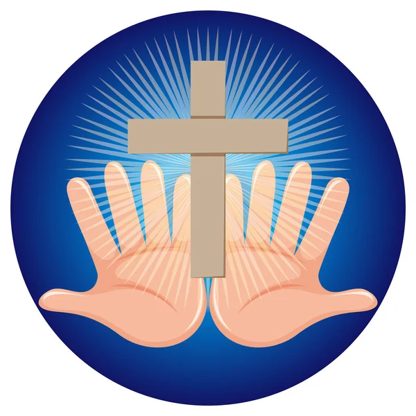 人的手和宗教信仰标志图解 — 图库矢量图片