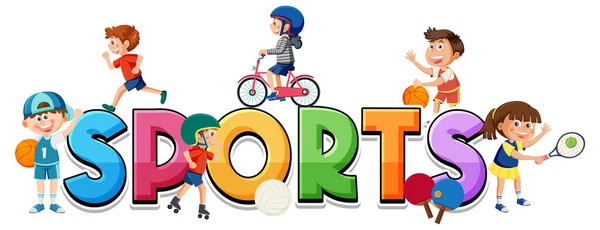 Cartoon Kids Sports Banner Design Illustration — Stock Vector