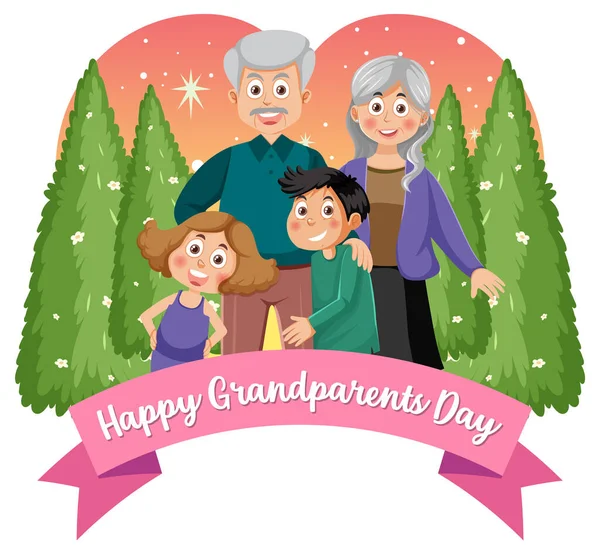 Χαρούμενη Εικόνα Banner Ημέρας Παππούδων — Διανυσματικό Αρχείο