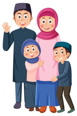 Mutlu Müslüman aile karikatürü izole edilmiş.