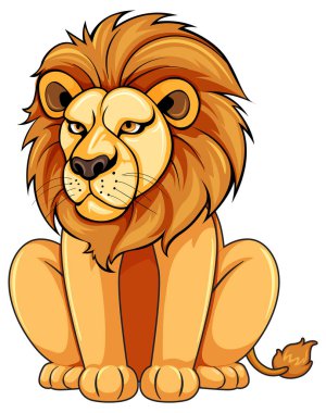 Aslan yerde oturuyor.