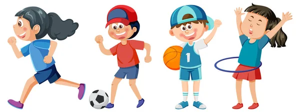 어린이들 스포츠 삽화를 — 스톡 벡터