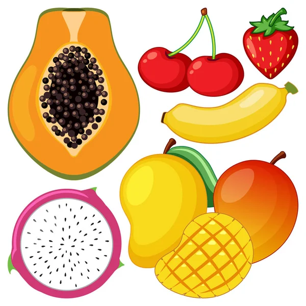 Una Colección Diferentes Frutas Ilustración — Vector de stock